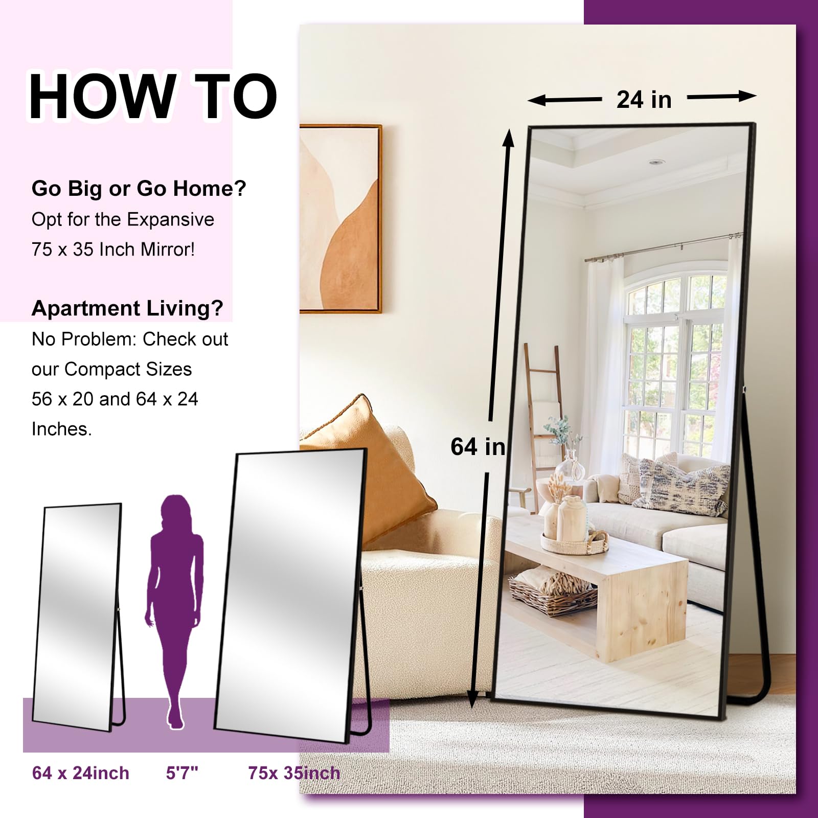 Amazon.com: HIGREENA Full Length Mirror, 64